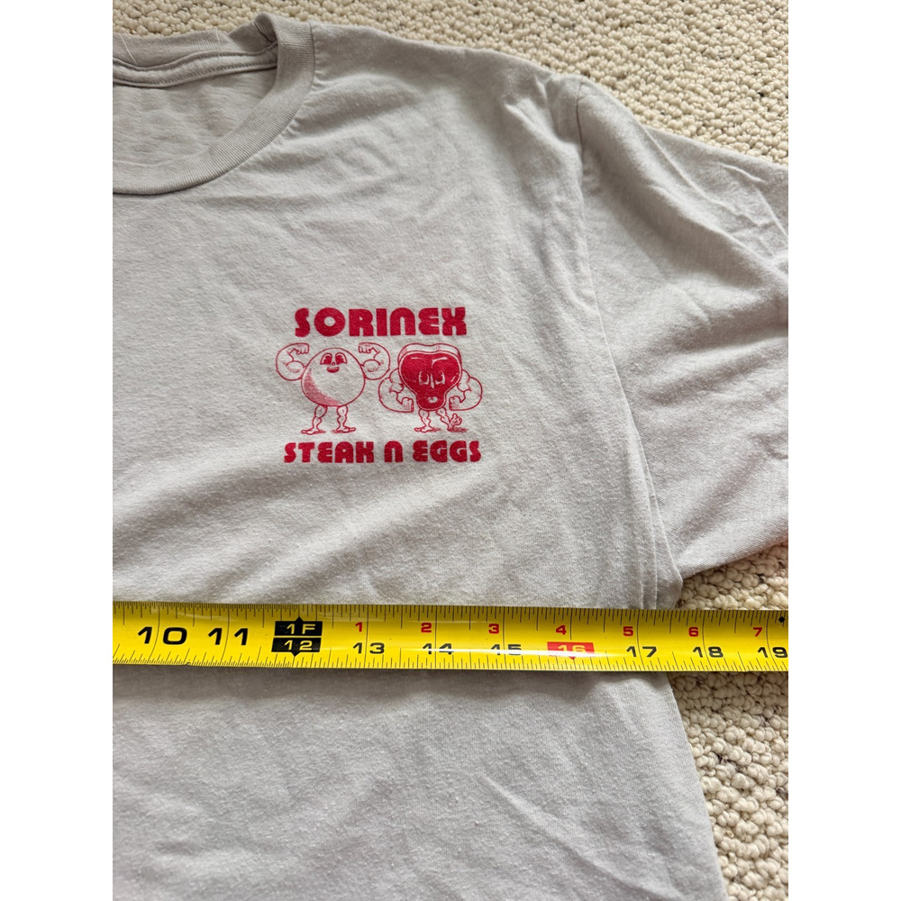 Sorinex Steak N Eggs T-Shirt Off White Mens Small Strength Powerlifting Gym Tee - Picture 3 of 4